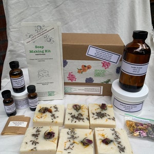 DIY soap making kit Flower Bathing cold process craft kit lavender rosemary rose calendula image 3