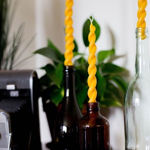 2 beeswax twisty candles- unique dinner candles- Valentine&#39;s Day gift - unique wedding gift - unity candle