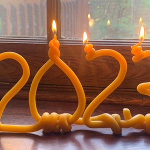 Beeswax New Year's Eve candle Burn Down 2023 unique new year's eve party new Years Eve Candle Bye Bye 2023 image 1