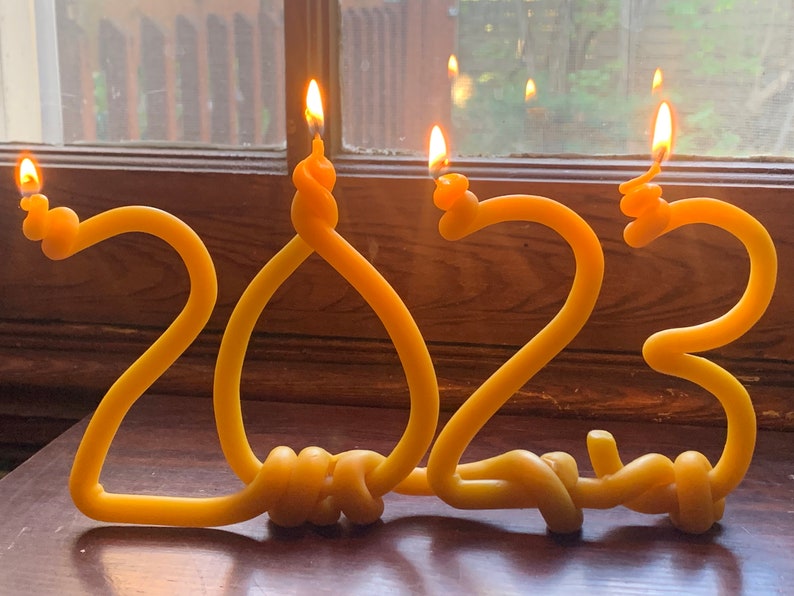 Beeswax New Year's Eve candle Burn Down 2023 unique new year's eve party new Years Eve Candle Bye Bye 2023 image 1