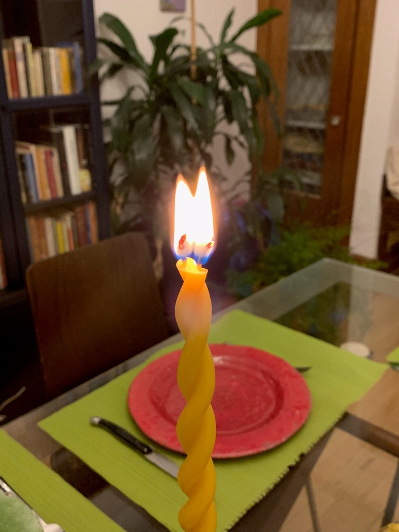 2 twisted beeswax candles Pure beeswax taper candles dipped by hand unique dinner candles image 5