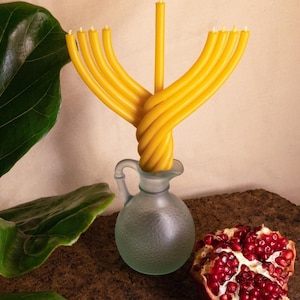 Mini beeswax Hanukkah menorah