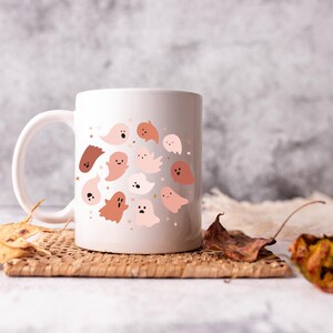 Cute Ghost Mug, Spooky yet Sweet Ghosts, Adorable Coffee Halloween Mug, Cute Ghost Decor