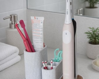 Porte Brosse à Dents Électrique En Grain De Bois - Organisateur Salle De Bain 4 Compartiments Avec Porte Brosse à Dents Électrique En Grain De Bois - Organisateur Salle De Bain 4 Compartiments Avec