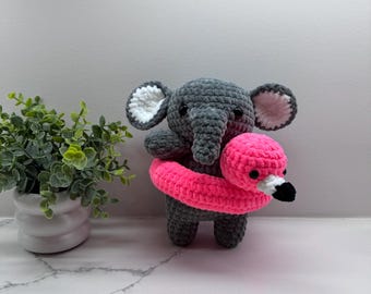 Ręcznie robiony na szydełku pluszowy słoń – miękka zabawka amigurumi