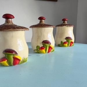 Vintage Mushroom Canister Set McCoy Pottery, Merry Mushroom Style Ceramic Canister