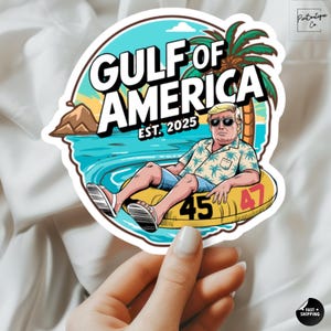 Trump Sticker, Trump Gulf of America Stickers, Funny Trump Summer Stickers,Funny Political Trump Sticker, Trump Beach Sticker, Funny MAGA