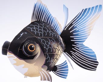 Black Goldfish papercraft, fish, Paper Model, papercraft template kit, Animal, pdf, printable papercraft