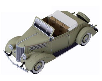 Ford Convertible Cabriolet papercraft, classic car, template, printable papercraft, paper model, vehicle, pdf