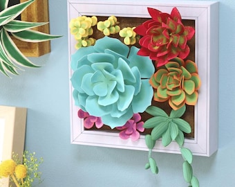 Succulent container wall hanging papercraft, ornamental plant, plants, DIY paper model, printable papercraft, template kit, pdf