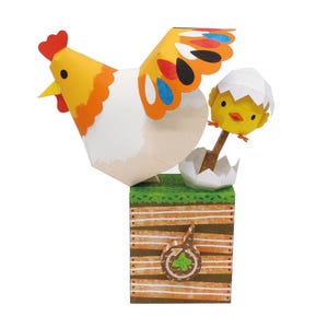 Papercraft Chicken DIY papercraft for kid template kit, moving toy, printable papercraft, paper model,pdf