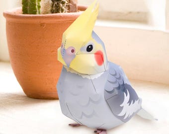 Cockatiel papercraft, Bird, Paper Model, papercraft template kit, Animal, printable papercraft, pdf