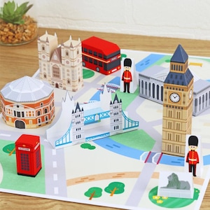 Papercraft City of London Kit de moldes DIY para crianças em papel Diorama