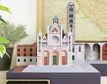 Siena Cathedral, Italy, Building, DIY paper model sculpture, papercraft, paper craft template kit, pdf, printable papercraft