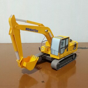 Excavator papercraft, hydraulic excavator, Komatsu PC200, construction equipment, template, printable papercraft, paper model, vehicle, pdf image 9