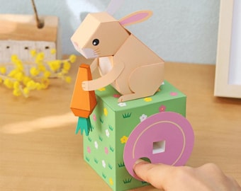 Rabbit, Animal, DIY papercraft for kid template kit, Moving Toy, paper model, printable papercraft, pdf