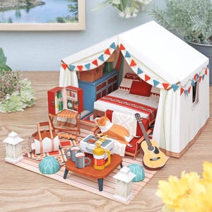 Glamping papercraft for kid template kit Miniature, DIY, printable papercraft, paper model, pdf