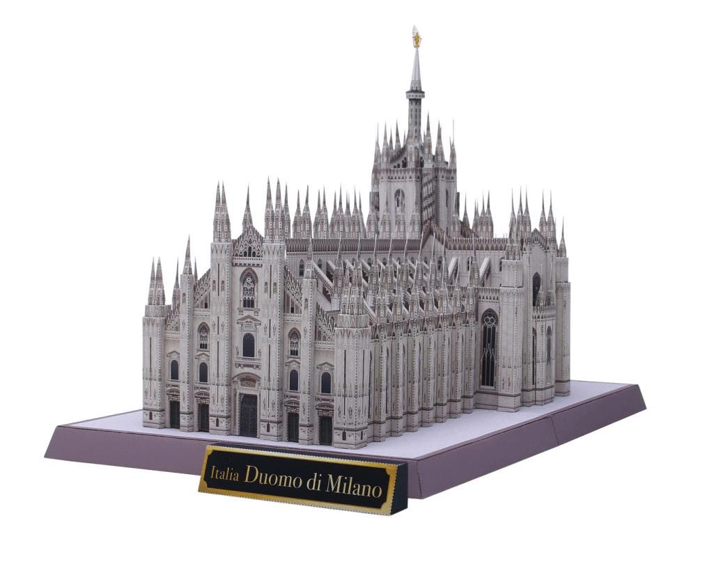 Duomo Di Milano 3D In Scala 1:290 Con Interni Dettagliati - Modello Cubicfun, Montato In Vetrina