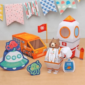 The Astronaut Bear papercraft for kid template kit Miniature, pdf, printable papercraft, paper model