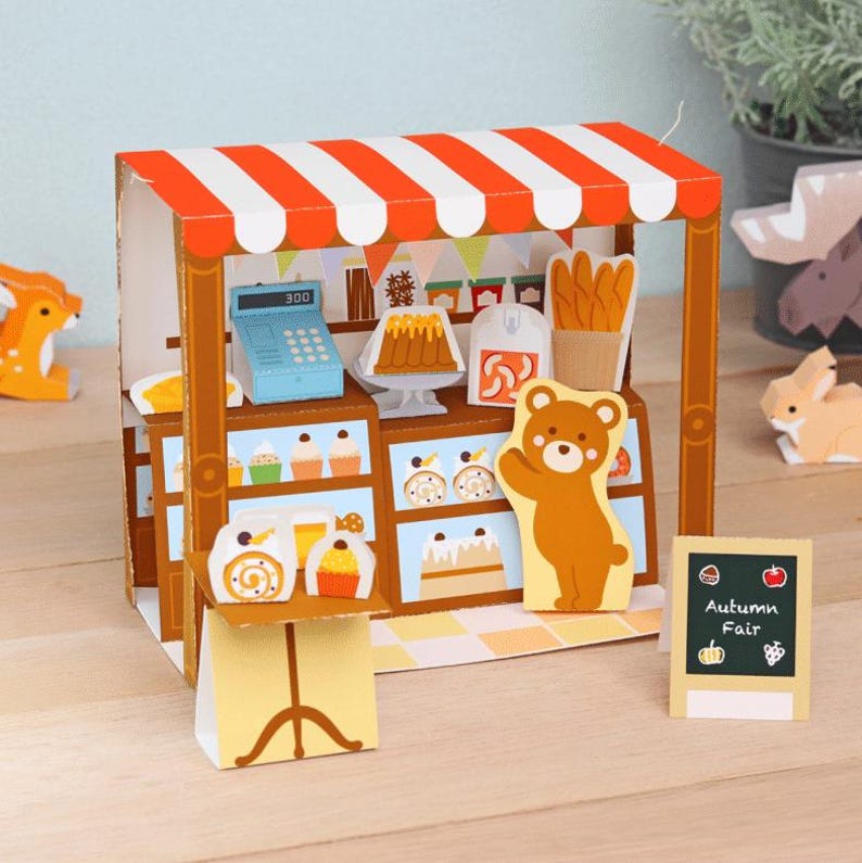 Bear's Bakery Shop Papercraft for Kid Template Kit Miniature, Printable ...