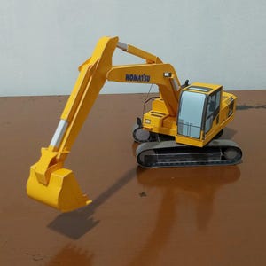 Excavator papercraft, hydraulic excavator, Komatsu PC200, construction equipment, template, printable papercraft, paper model, vehicle, pdf image 7
