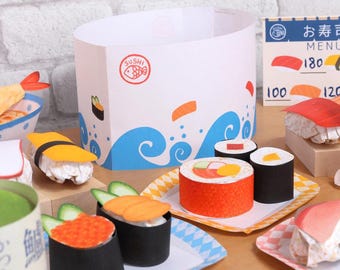 Imprimibles para juegos de simulación de restaurante de sushi, juegos dramáticos, imprimibles para preescolar, actividades para niños pequeños, imprimible, pdf, modelo de papel