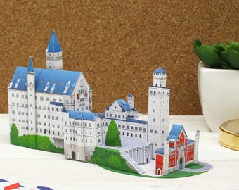 Neuschwanstein Castle, Schloss Neuschwanstein, Schwangau, Germany, mini, Building, DIY paper model, papercraft, pdf