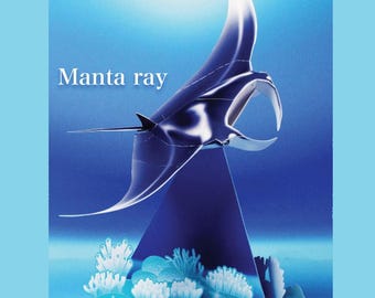 Créations en papier pour raies manta, poisson, modèle en papier, créations en papier, kit de modèles de créations en papier, animaux