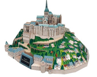 Mont-Saint-Michel, Manche, Normandy, France, Building, paper model, papercraft, printable papercraft, pdf