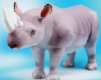 Spitzmaulnashorn Papercraft, Nashorn, Papiermodel, Papiermodell, Papiervorlage Kit, Tier, pdf, druckbares Papiermodell
