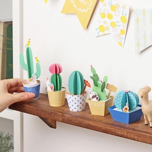 Cactus papercraft, ornamental plant, plants, DIY paper model, printable papercraft, template kit, pdf