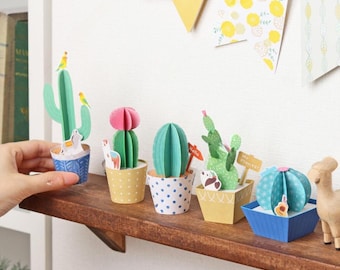 Cactus papercraft, ornamental plant, plants, DIY paper model, printable papercraft, template kit, pdf