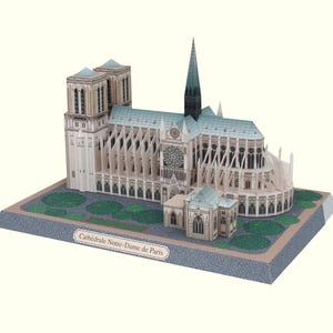 Cathédrale Notre-Dame de Paris, Parigi, Francia, Edificio, scultura modello di carta fai da te, papercraft, kit modello artigianale di carta