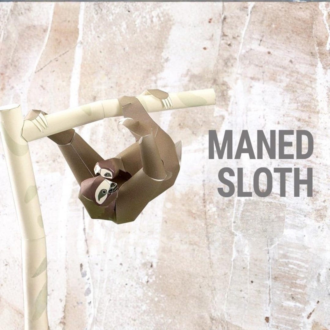 Maned Sloth Order Maned Sloth Papercraft, Animal, Paper Model, Papercraft Template Kit ...