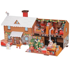 Santa Claus&#39;s House, Christmas, House, DIY papercraft for kid template kit, mini set, printable papercraft, paper model, pdf