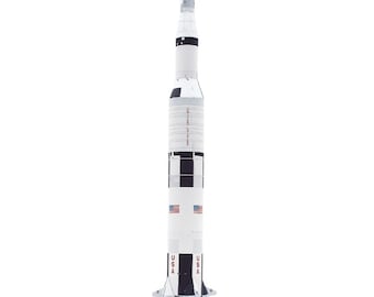 Cohete Saturno V, espacio, astronomía, escultura de papel DIY, manualidades de papel, modelo de papel, manualidades de papel imprimibles, PDF