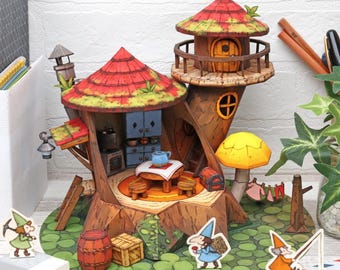Dwarf House papercraft for kid template kit Miniature, printable papercraft, paper model