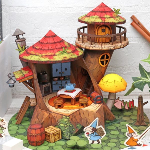 Dwarf House papercraft for kid template kit Miniature, printable papercraft, paper model, pdf