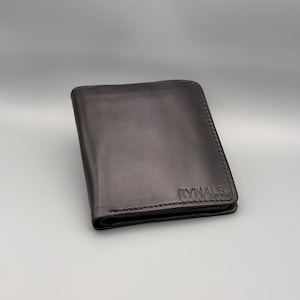 Cartera de cuero original con bolsillo para monedas / Clásica / Negra / Cartera única, Regalo de Navidad, Aniversario, Cumpleaños, Regalo para papá