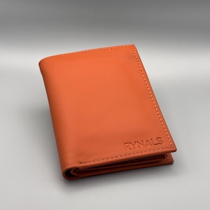 Cartera plegable naranja, cartera de cuero para hombre, cartera de cuero, cartera personalizada, cartera con monograma, cartera de regalo increíble, cartera hecha a mano