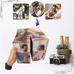 Personalized Photo Wood Cube Gift for Dad or Family - Custom Picture Puzzle Block Keepsake for Birthdays, Anniversaries & Home Decor