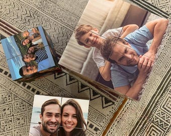 Cubo fotografico personalizzato: blocco fotografico personalizzato in legno o plastica, ricordo di famiglia