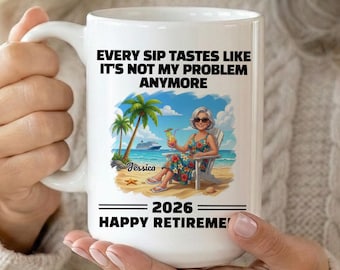 Legend Has Retired Mug 2026, Personalized Cartoon Portrait Retirement Gift For Women, Tastes Like Not My Problem Mug Happy Retirement Gifts