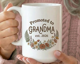 Custom Grandma Photo Coffee Mug, Custom Grandma Est Mug, Mothers Day Gift for Grandma Birthday Gift, Promoted to Grandma Mug With Picture