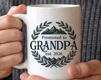 Custom Grandpa Photo Coffee Mug, Custom Grandpa Est Mug, Fathers Day Gift for Grandpa Birthday Gift, Promoted to Grandpa Mug With Picture