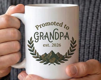 New Papa Gift For First Time Grandfather Announcement, Custom Grandpa Grandson Granddaughter Photo Mug, First Father's Day Grandfather Gift