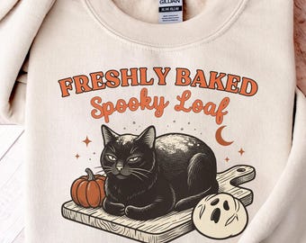 Halloween Sweatshirt Women Halloween Shirt Spooky Season Black Cat Halloween Shirt Women, Halloween Sweater Men, Cozy Halloween Sweatshirt