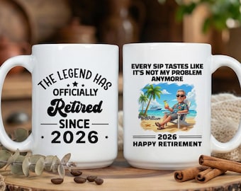 Tastes Like Not My Problem Retirement Mug With Name, Legend Retirement Gifts, Personalized Retirement Gift For Men Officially Retired Gift