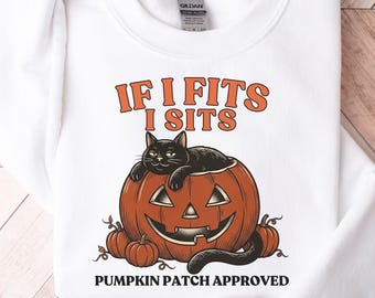 Halloween Cat Pumpkin Sweatshirt, Spooky Season Sweatshirt, Cats Fall Shirts For Women Halloween Shirt for Men, Trendy Spooky Shirt For Guys