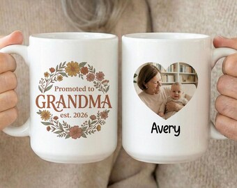 Baby Face Mug For Grandma Baby Announcement, First Time Grandma Photo Mug, Baby Announcement For Grandparents, Baby Reveal Grandmother Gift